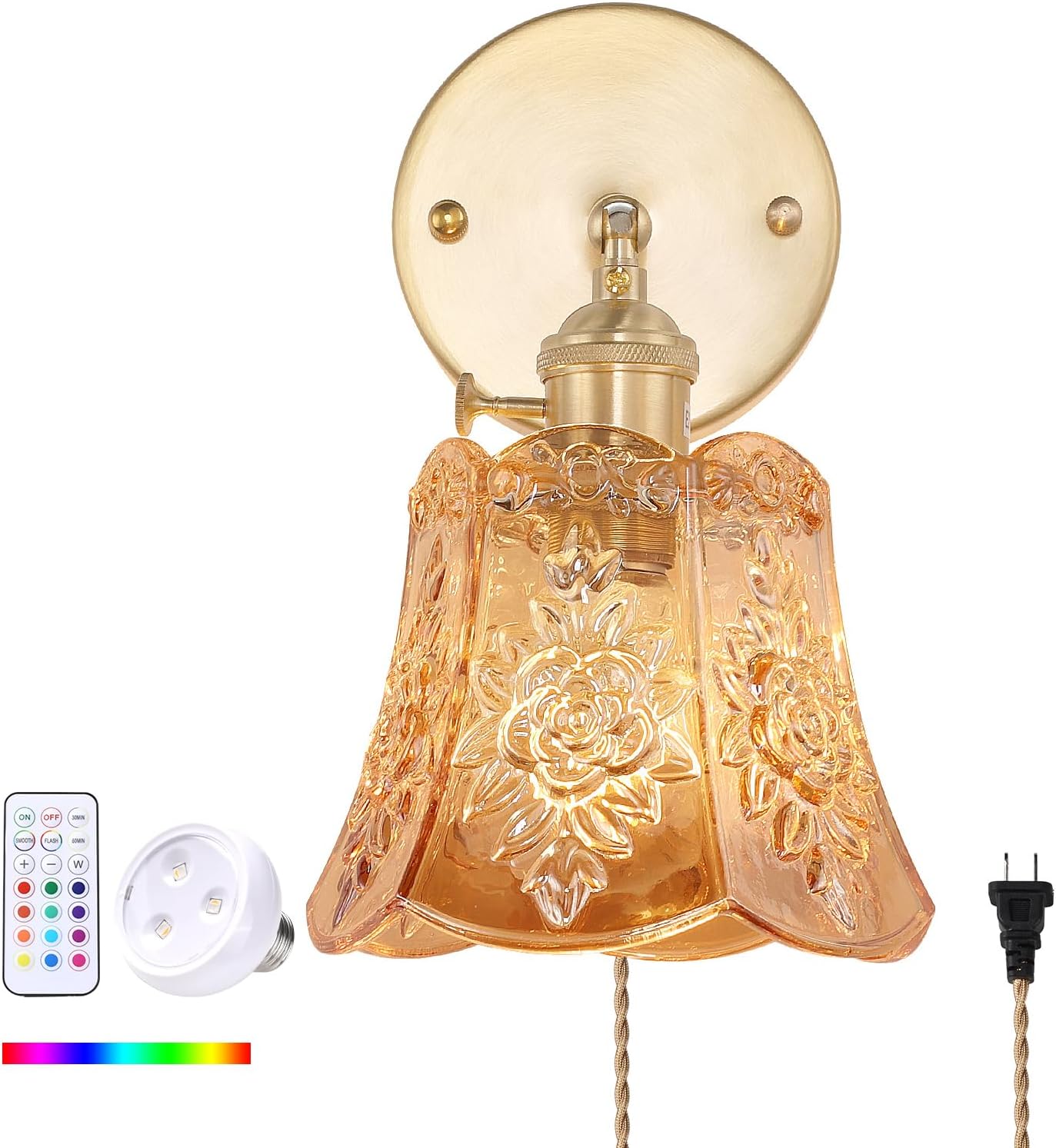 Vintage Battery Operated Wall Sconce with Remote Control