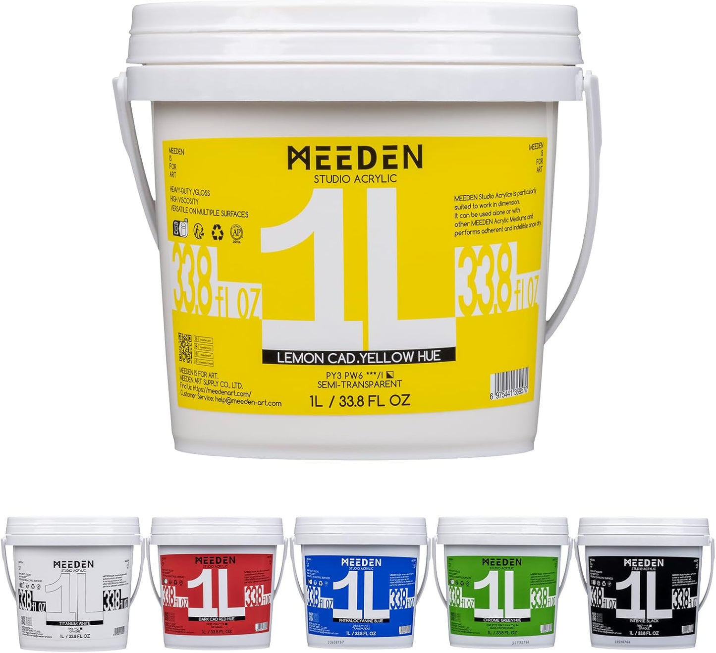 MEEDEN Acrylic Paint Set 1L: Vibrant Heavy Body Gloss Paints