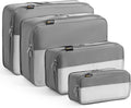 Silver 4 Set Compression Packing Cubes for Travel - Space Saving