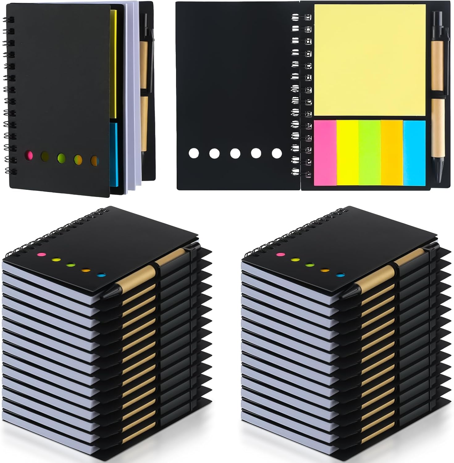 Qilery 30 Pack Lined Spiral Notebook Set for Office and School