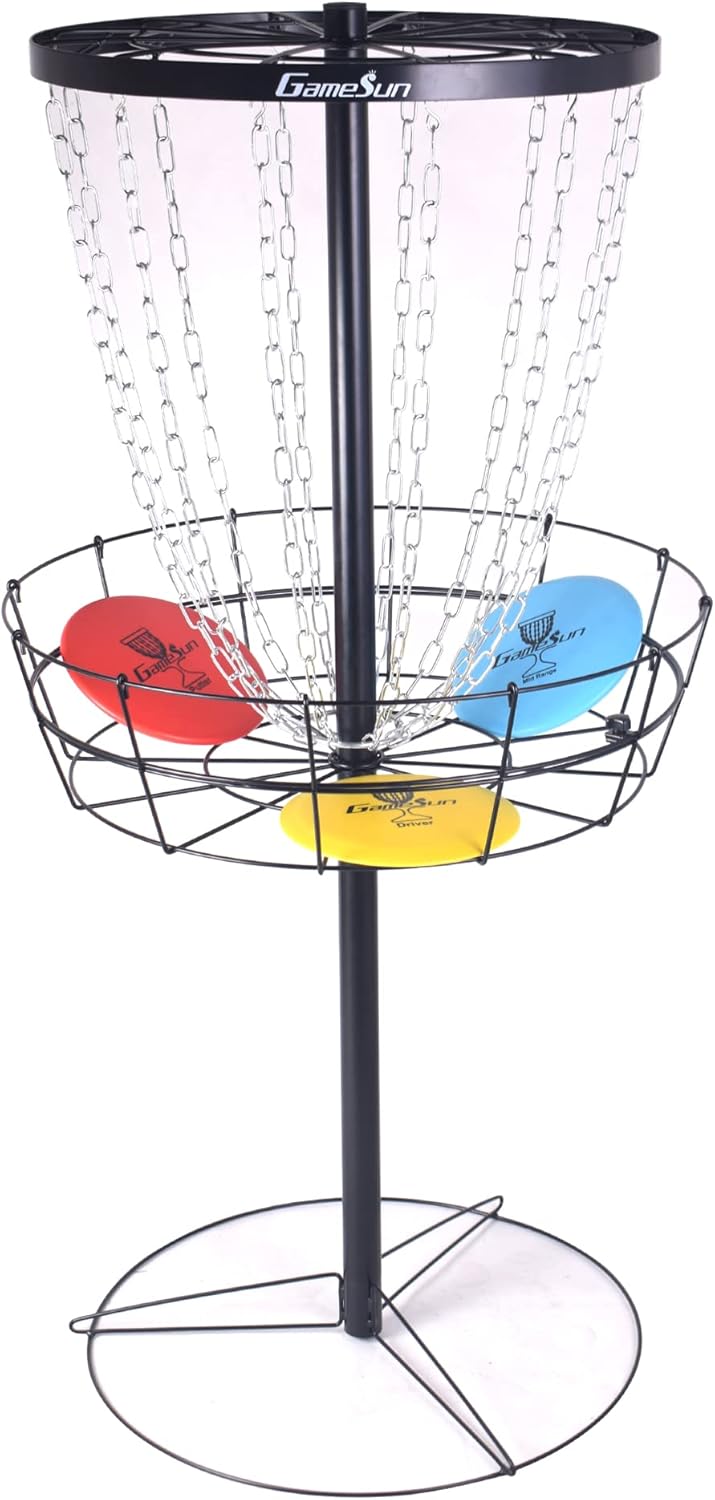 Durable Disc Golf Basket Set w/ 3 Discs - PDGA Standard Size