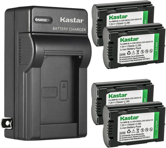 Kastar 4-Pack Battery and AC Wall Charger for Panasonic Devices