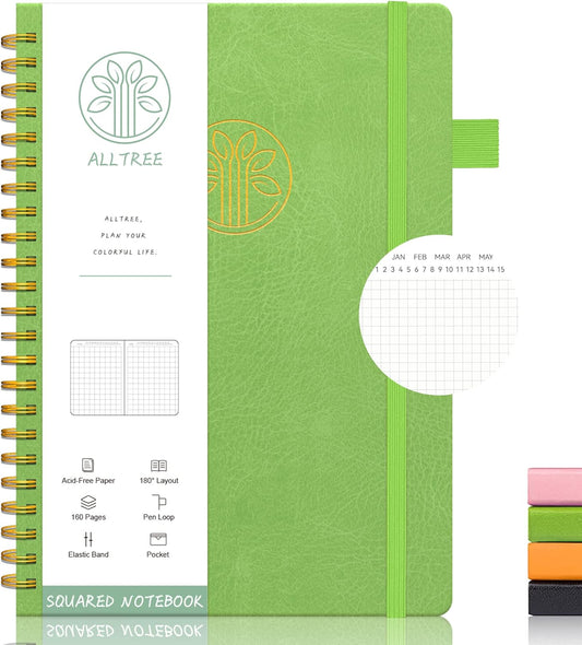 Green Grid Journal for Women | Alltree Spiral Notebook