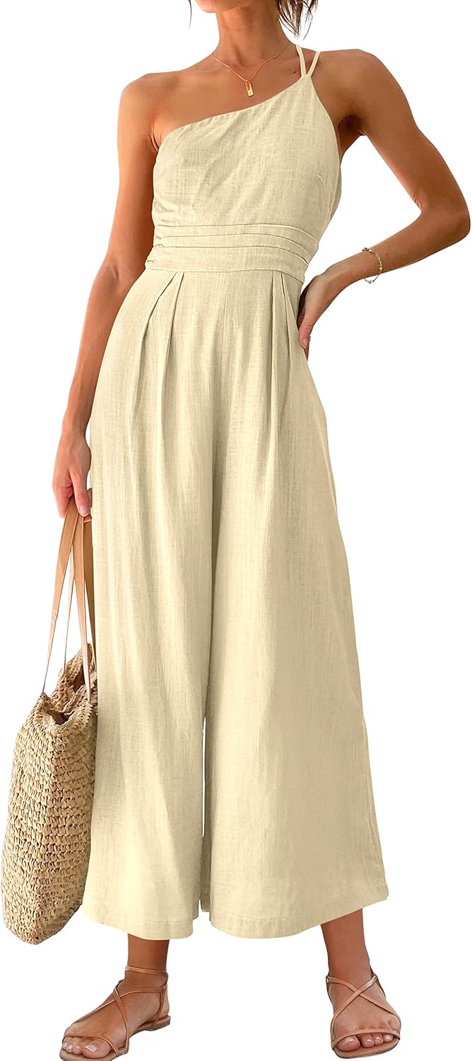 Stylish One Shoulder High Waist Jumpsuit for Summer Outings