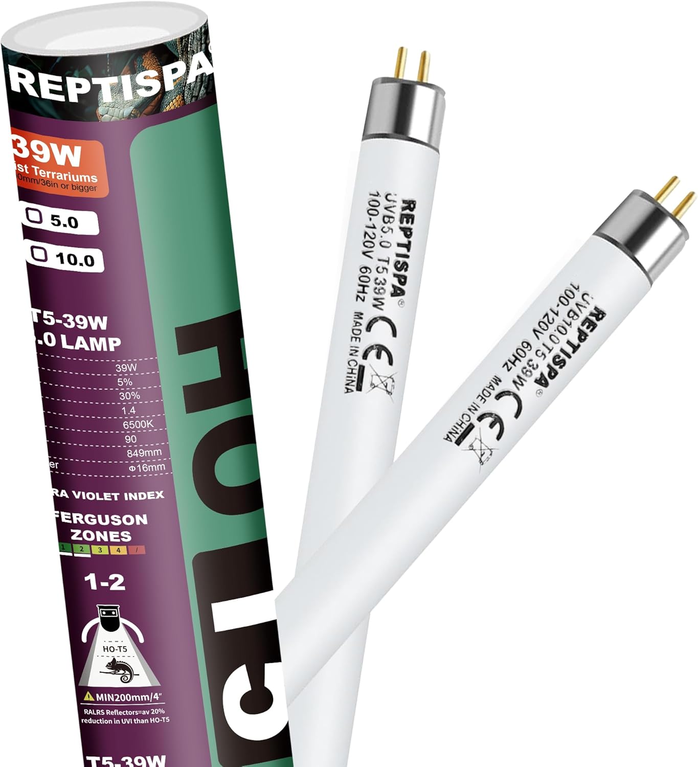 5.0 UVB Light for Reptiles - T5 HO 39 Watt Fluorescent Bulbs