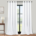 KOUFALL Room Darkening White Curtains 102 in - Energy Saving Blackout