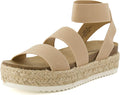 Platform Wedge Sandals for Women - Strappy Espadrille with Arch