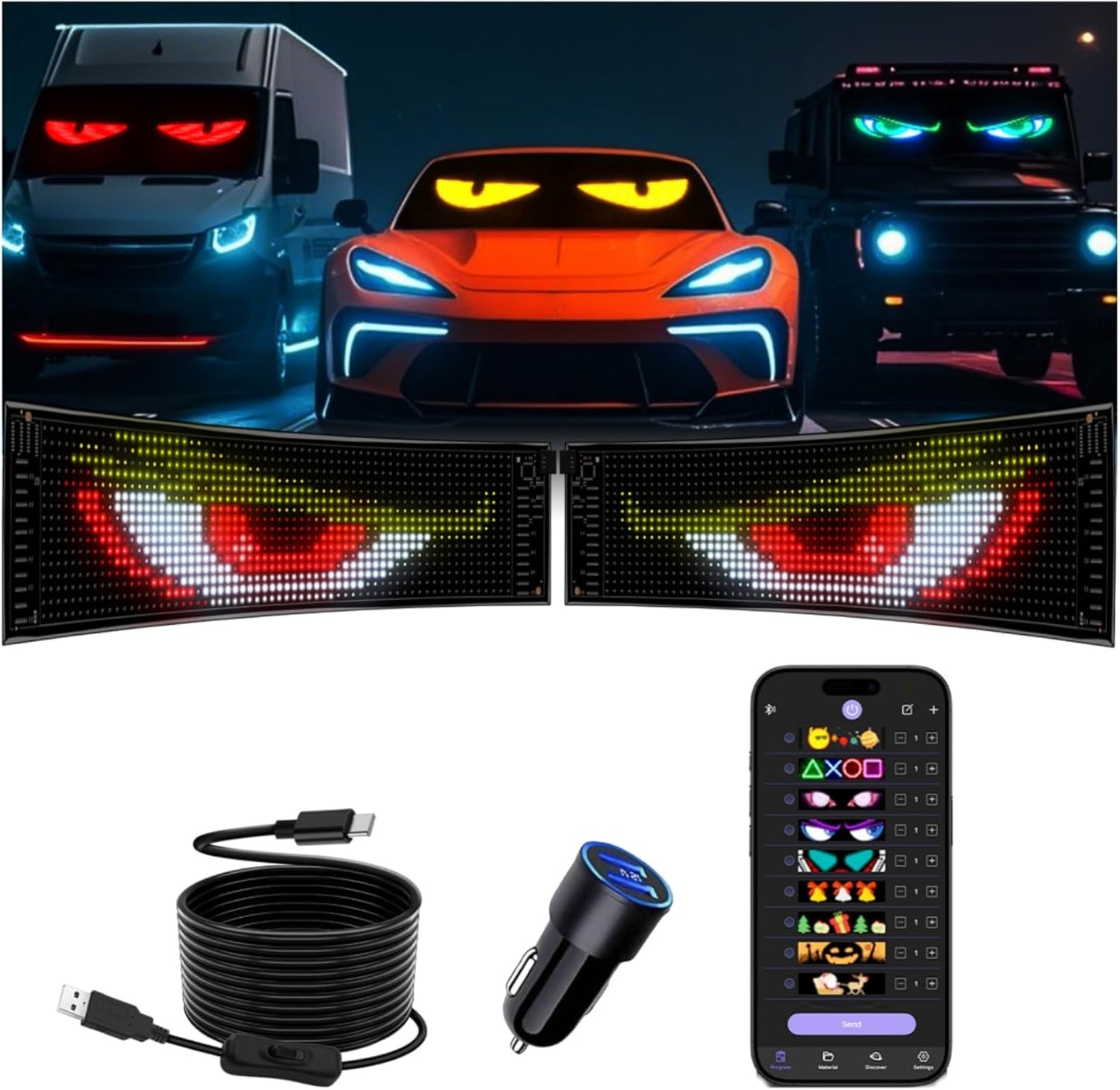 Multifunctional Bright Devil Eyes for Cars Windshield Upgrade
