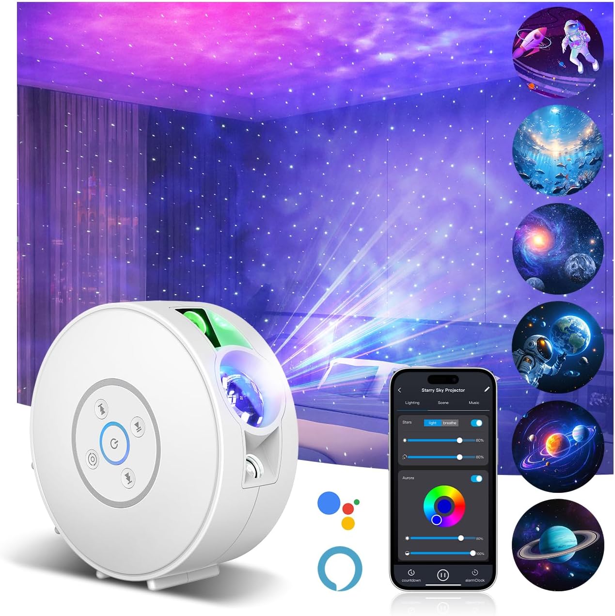 Smart Star Light Projector with 6 Slides for Kids Room Decor