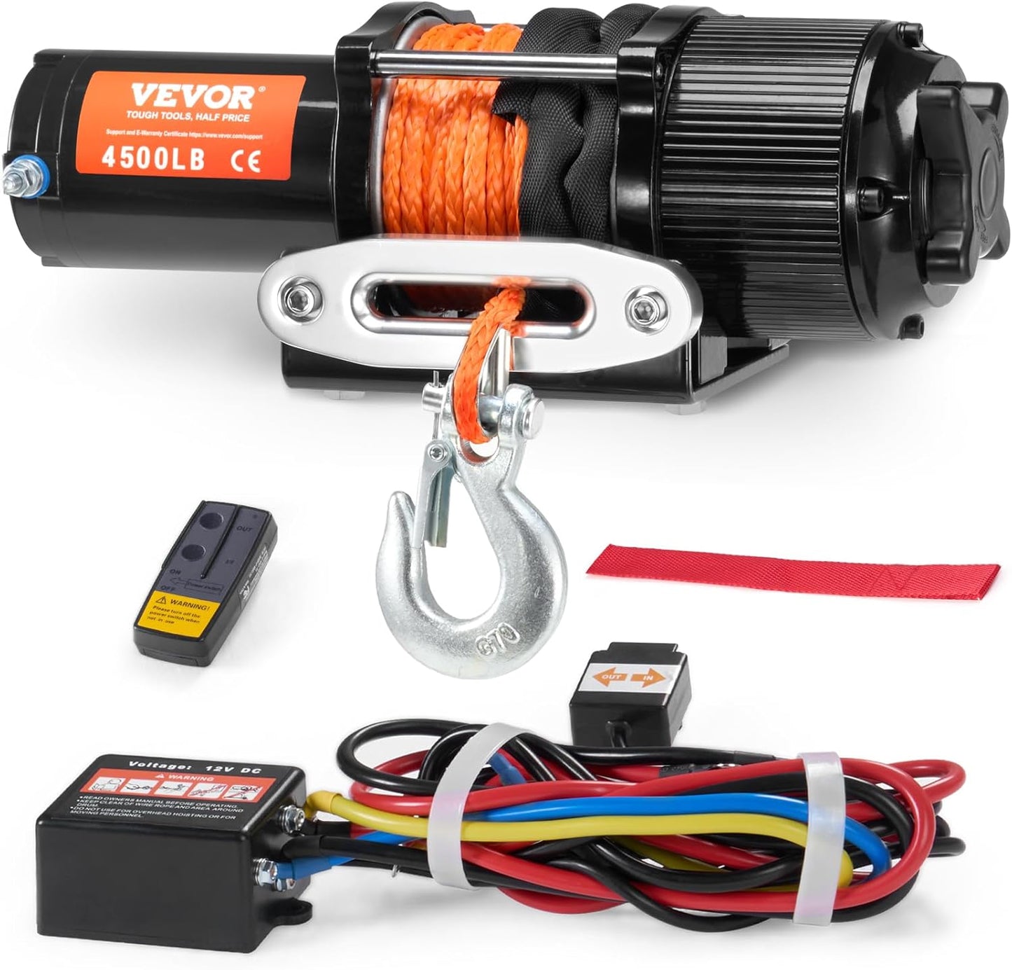 VEVOR 4500 lb Electric ATV Winch with Synthetic Rope for Recovery