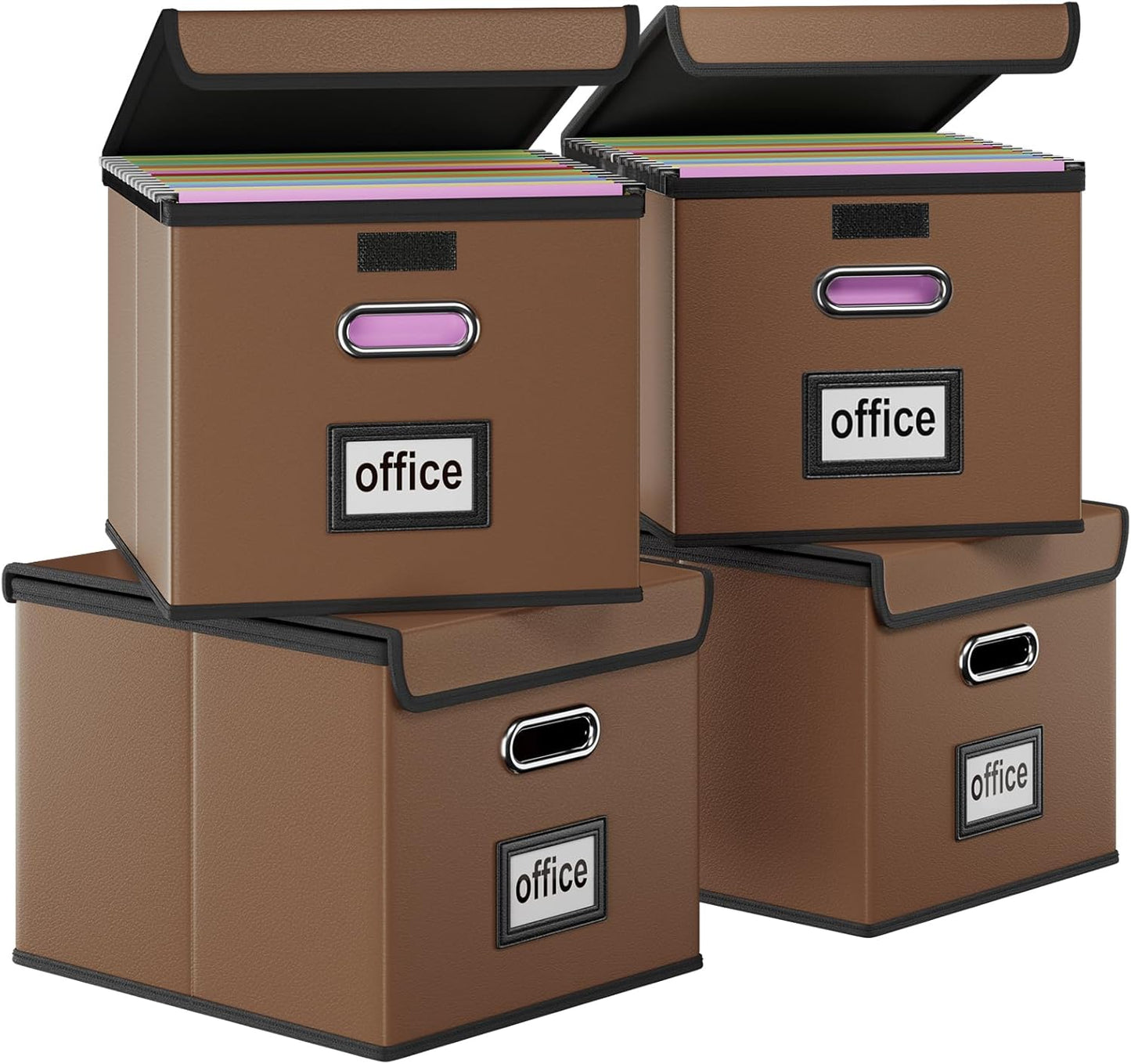 Huolewa Portable Leather File Organizer Boxes for Office Use