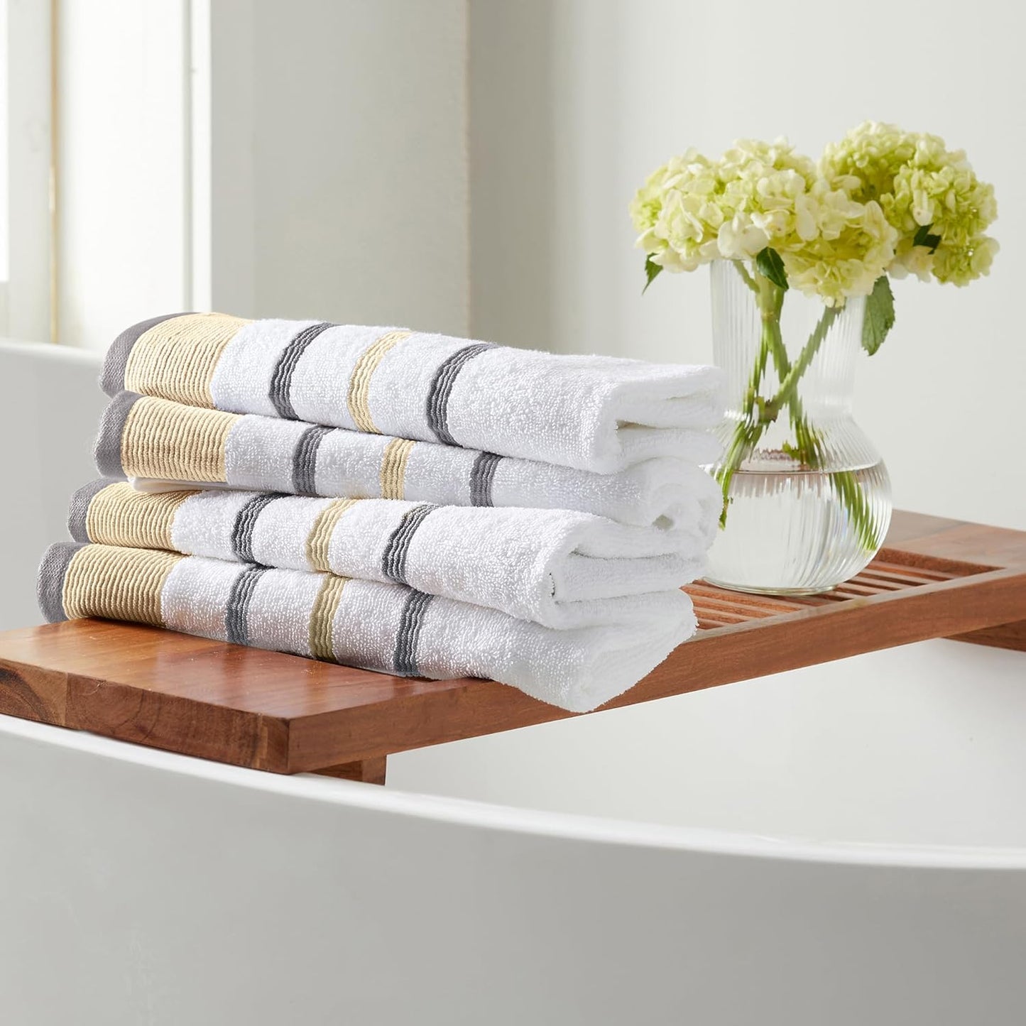 Decorative Hand Towel Set - Luxury Cotton 4 Pack for Bath