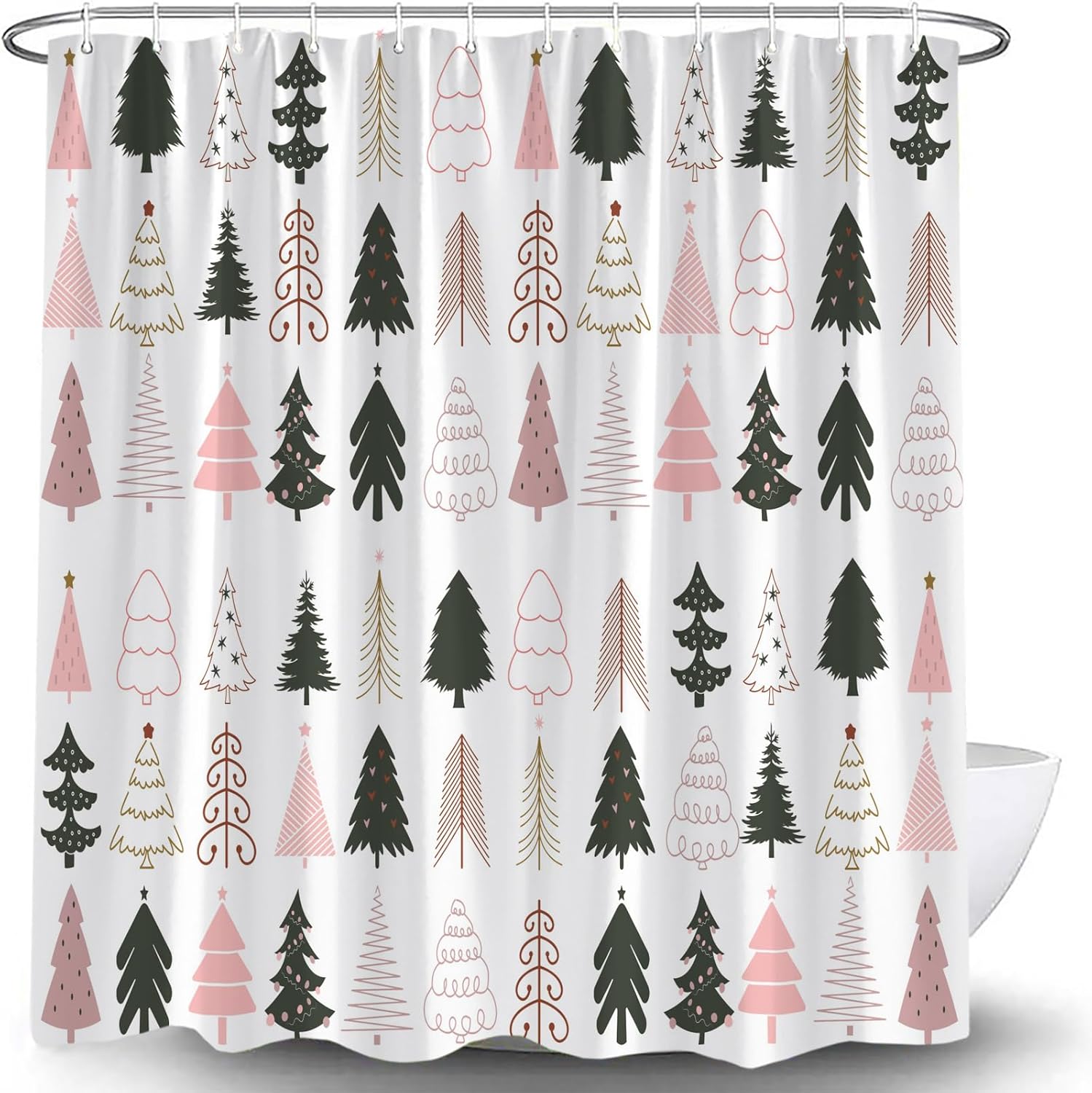 Winter Xmas Tree Rustic Shower Curtain