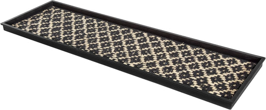 Durable Black Rubber Boot Tray with Coir for 4 Pairs of Shoes