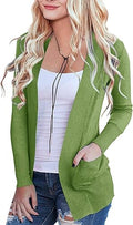 Women's Open Front Casual Knit Cardigan Classic Long Sleeve Sweater