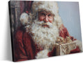 Vintage Santa Canvas Wall Art 36x24in - Framed Holiday Classic