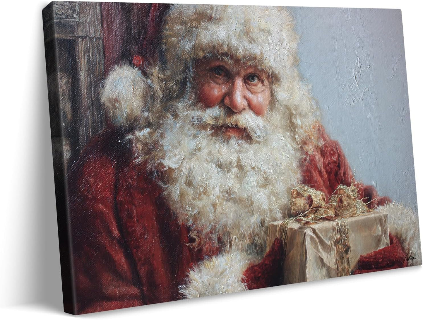 Vintage Santa Canvas Wall Art for Classic Christmas Decor