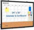 Monthly Calendar Whiteboard Dry Erase Cork Board Combo - Magnetic 24in