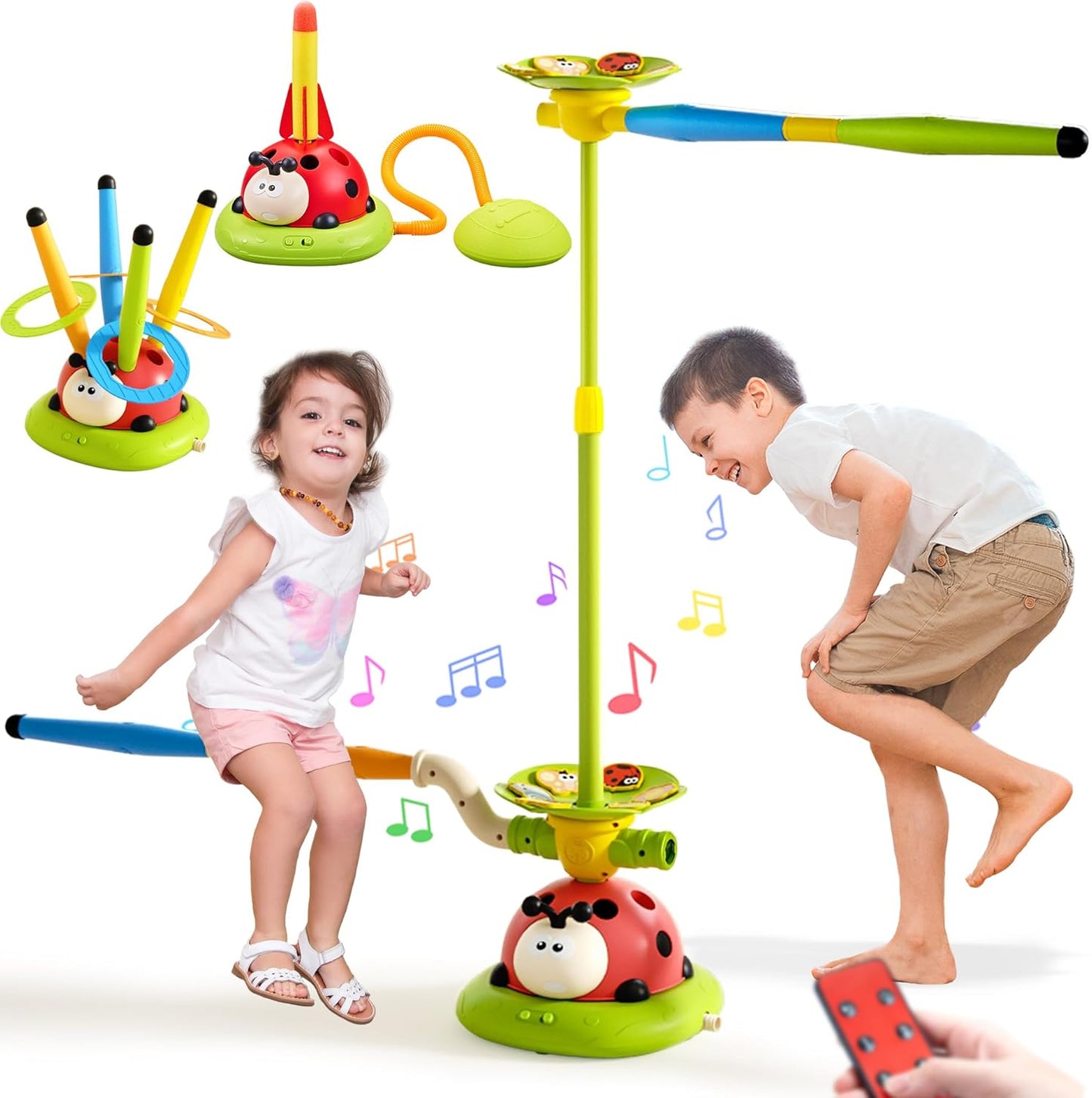 5 in 1 Musical Jump Toys for Kids - Fun Toss Ring & Rocket