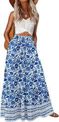 Lepunuo Womens High Waisted Flowy Maxi Skirt - Boho Floral