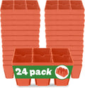Reusable Seed Starter Tray 6-Cell 24-Pack - Durable Terracotta