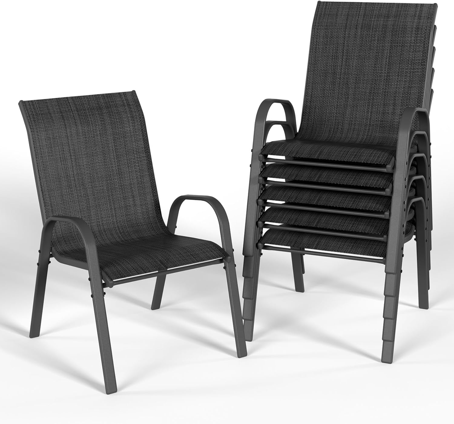 Patio Dining Chairs Set of 6, Stackable High Back Outdoor Chairs
