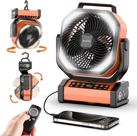 20000mAh Camping Fan: 112H Max Run Time, 9 Speeds