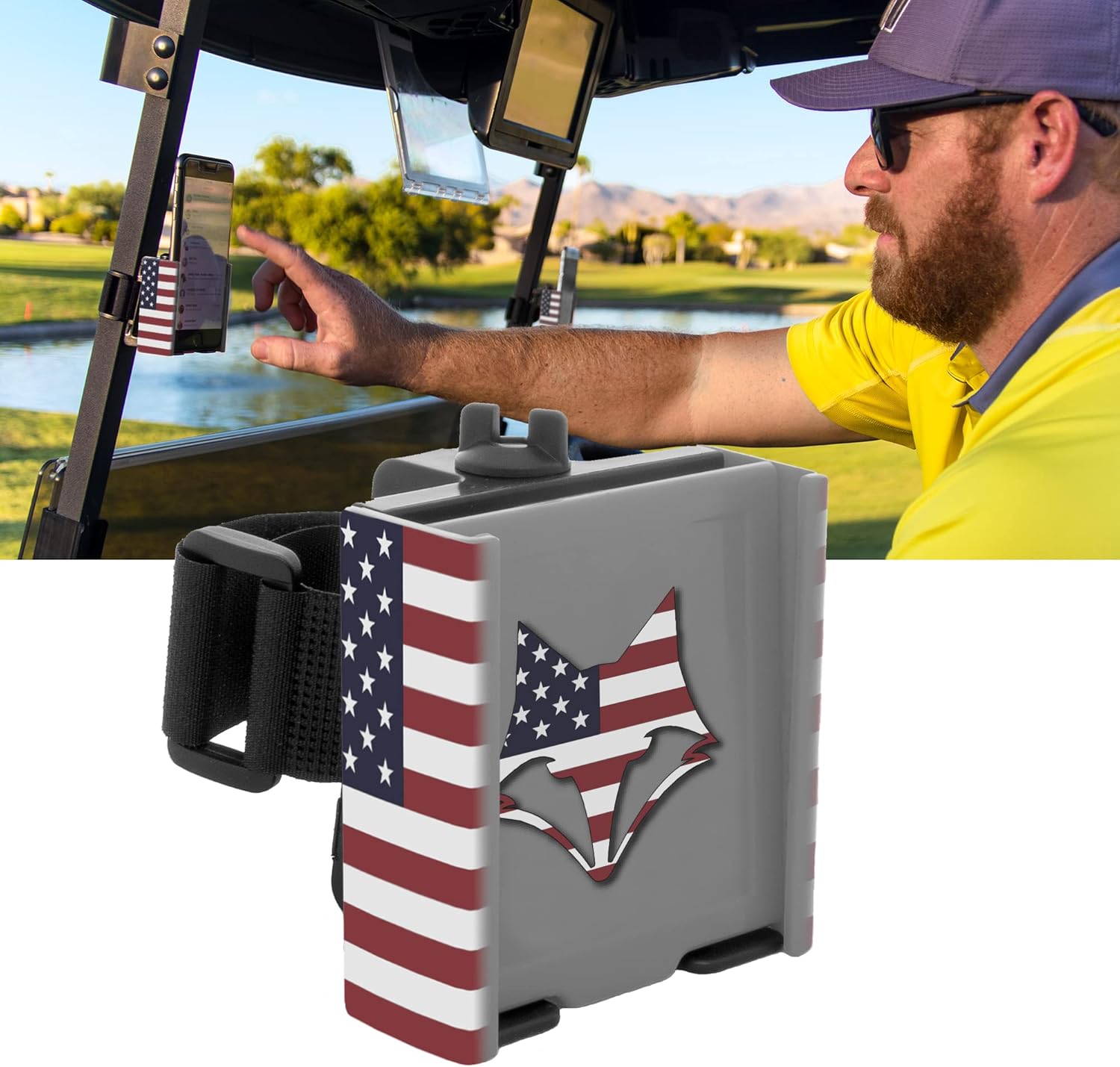 DESERT FOX GOLF Phone Caddy - Patriotic Flag: Stay Organized!