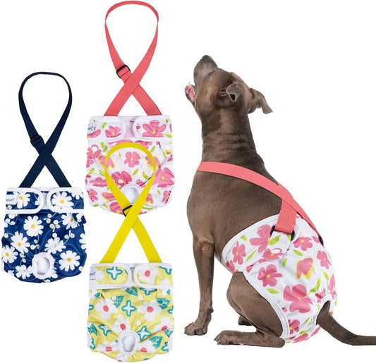 Escape-Proof Washable Dog Diapers (3 Pack) - Super Absorbent