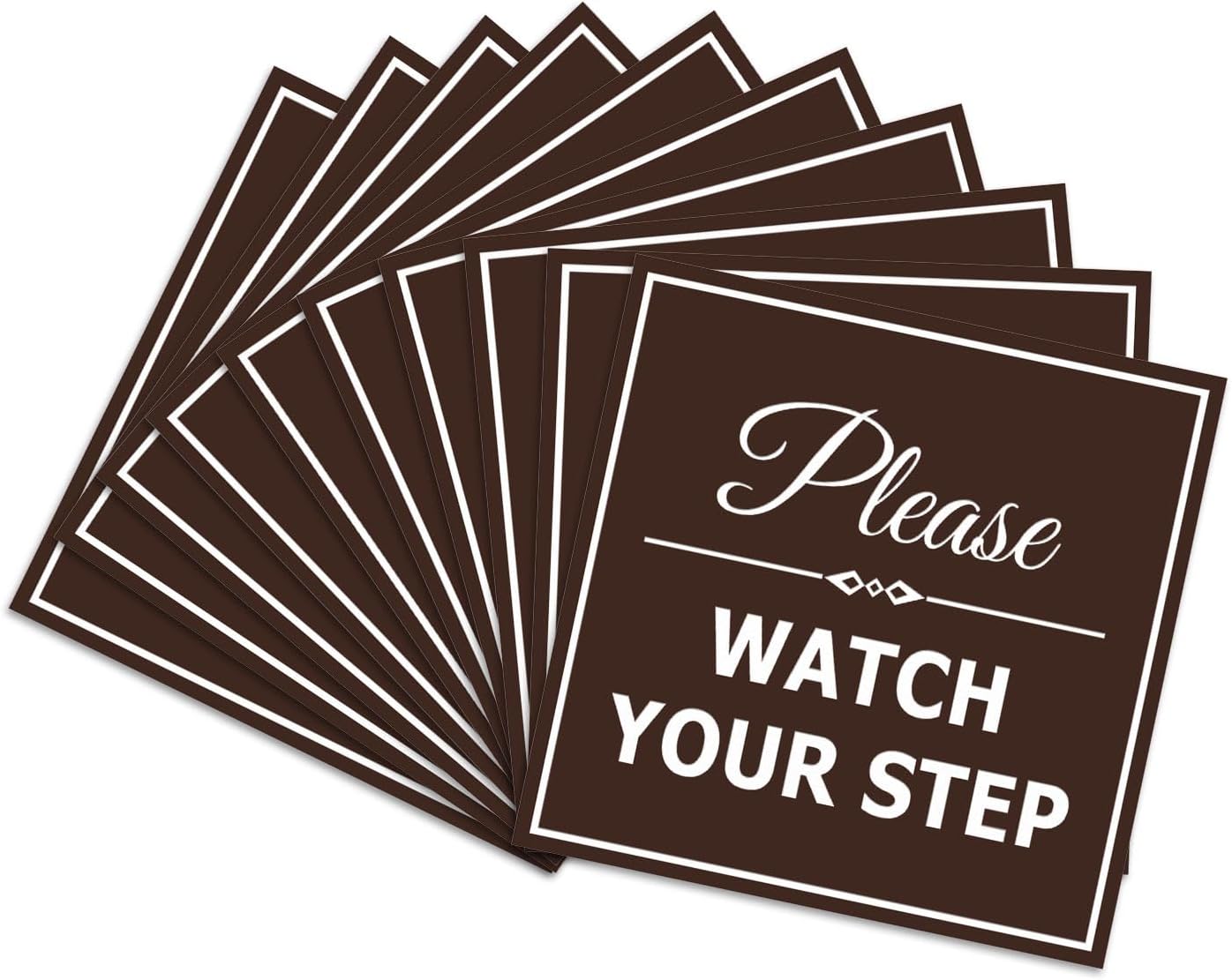 Square Classy Please Watch Your Step Sign - 10 Pack Safety Signs