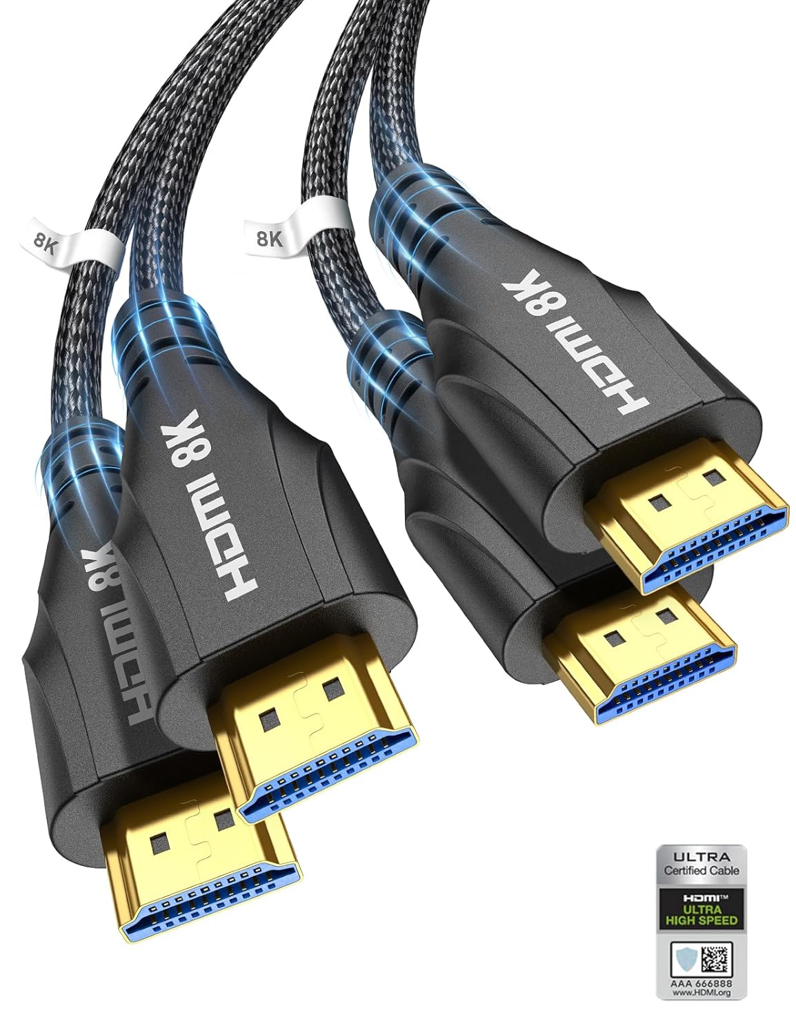 8k Ultra High Speed HDMI Cable 2Pack - Gaming & Entertainment Boost