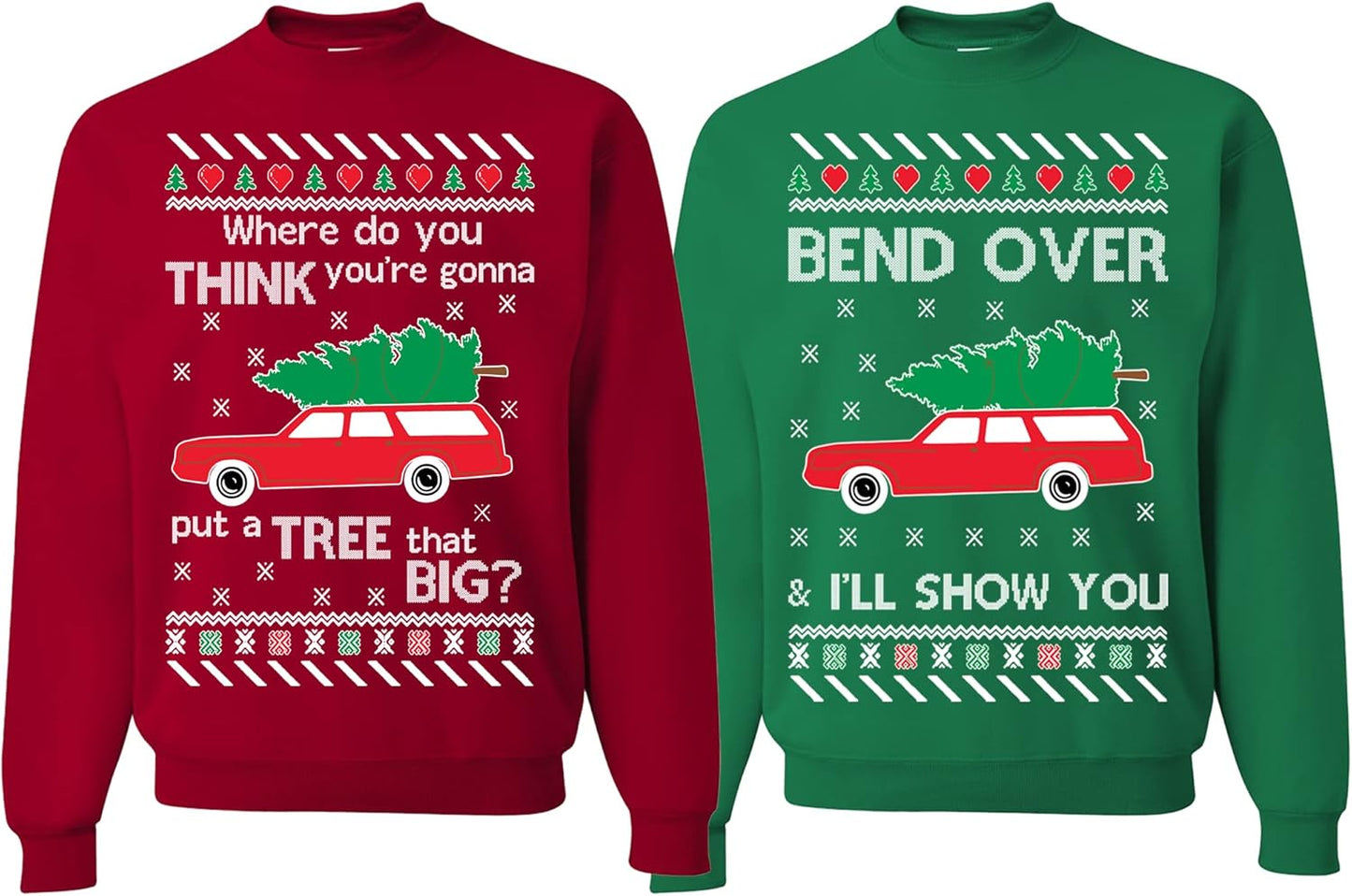 Ugly Christmas Sweatshirt for Couples by Wild Custom Apparel