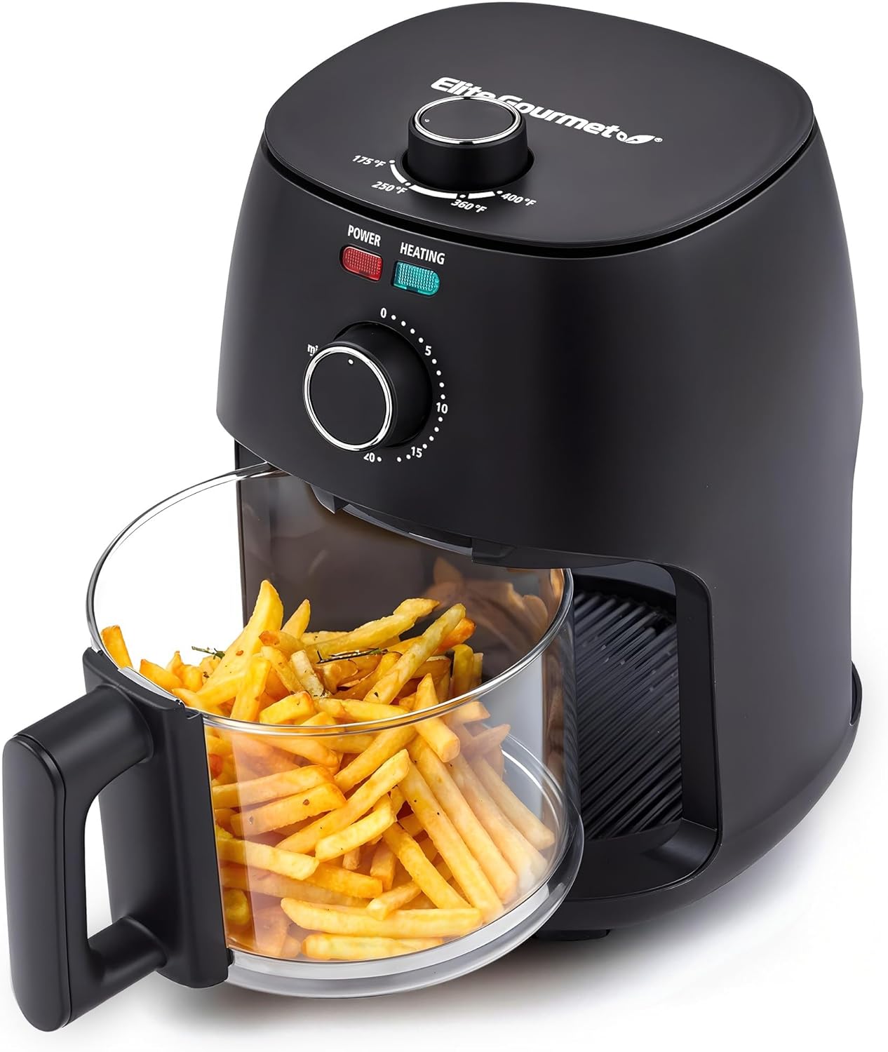 Elite Gourmet EAF2305 Glass Air Fryer with 2.4Qt Capacity