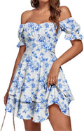 LYANER Tie Back Off Shoulder Wrap Ruffle Mini Dress - Flattering Shape