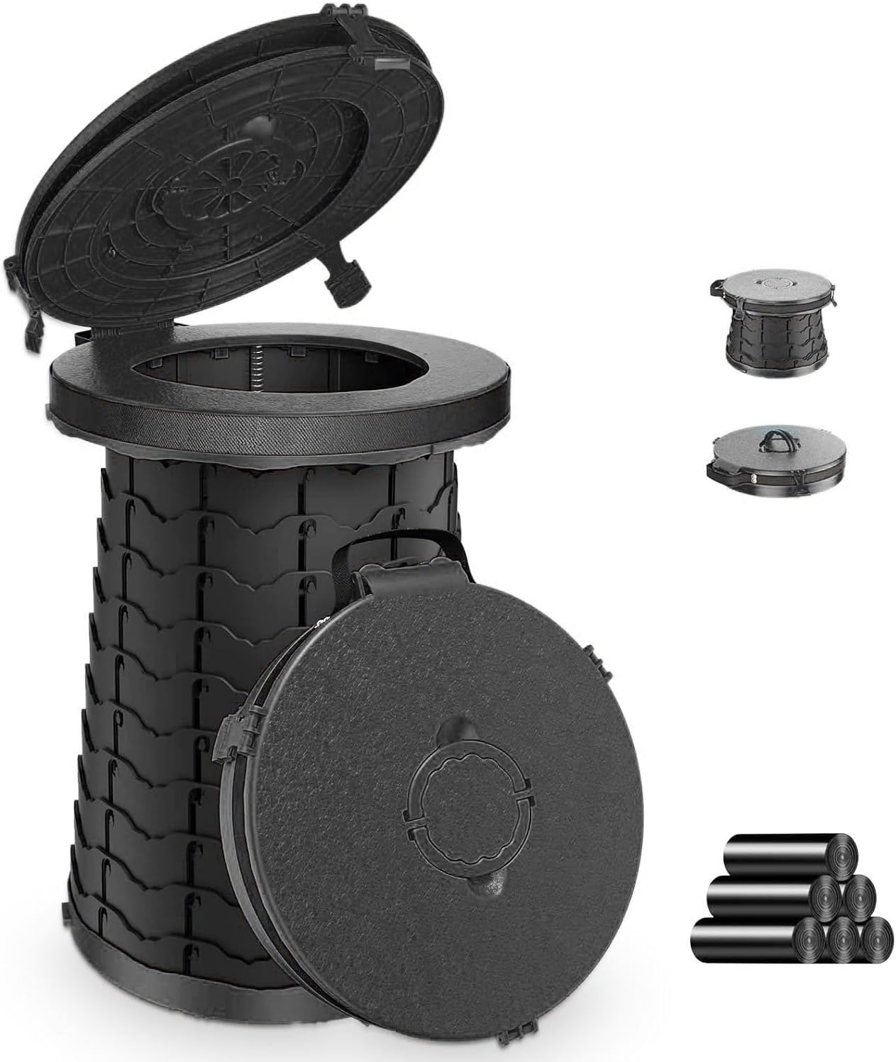 XXL 19.7in Adjustable Foldable Portable Camping Toilet for Comfort