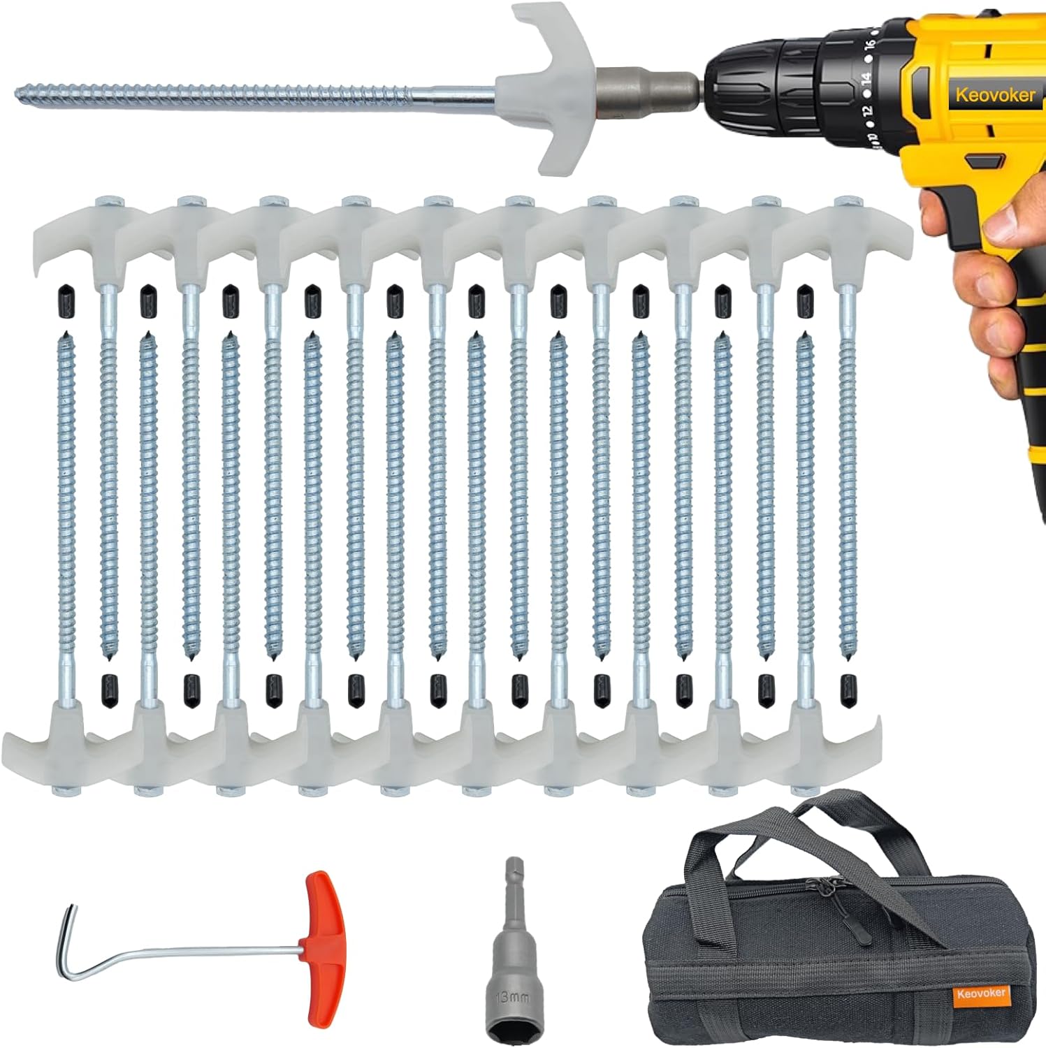 Keovoker 12-Pack Heavy Duty Tent Stakes Set