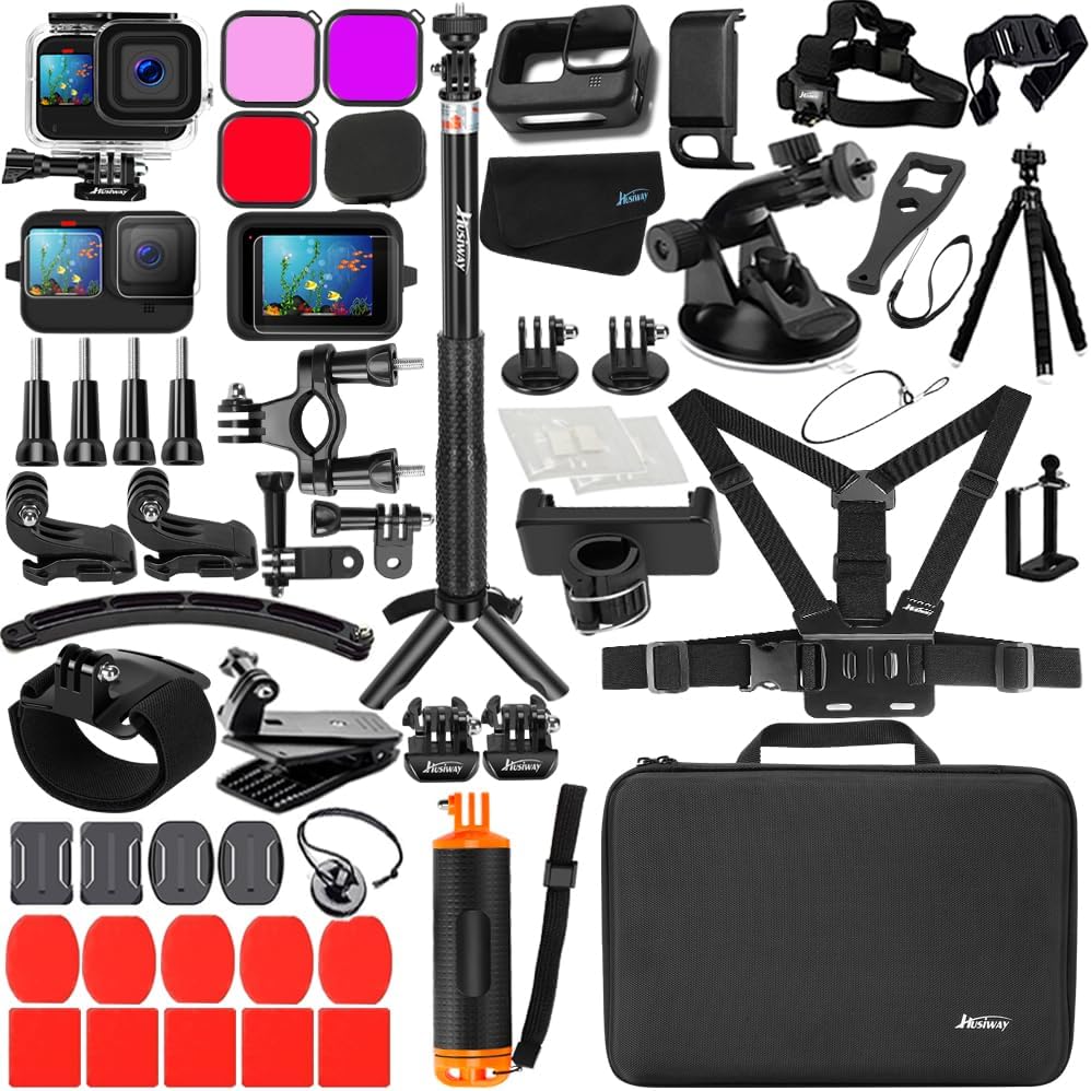 Upgraded Accessories Kit for Gopro Hero 13 12 11 10 9 Black