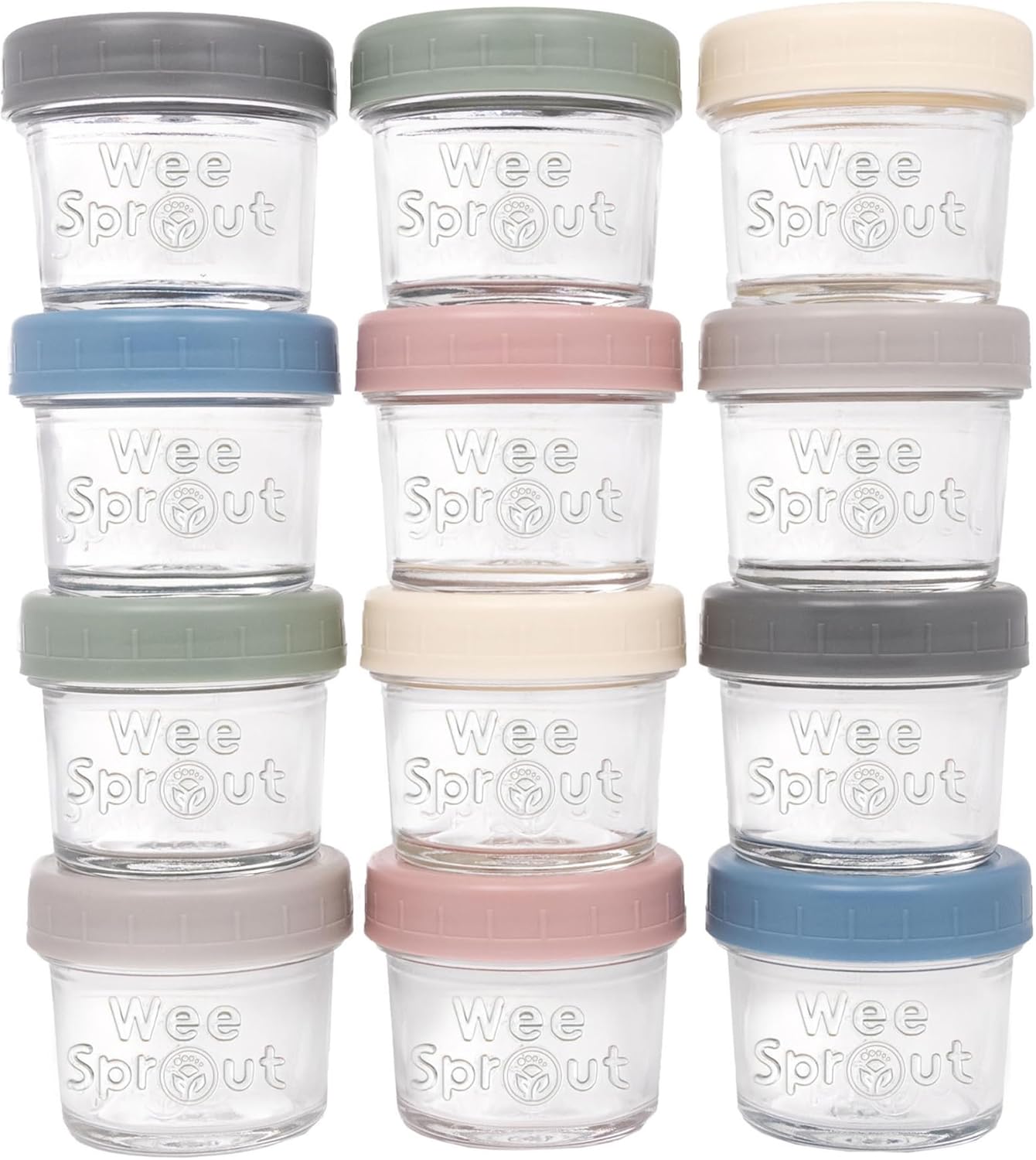 12 Pack WeeSprout Glass Baby Food Jars - Versatile & Durable