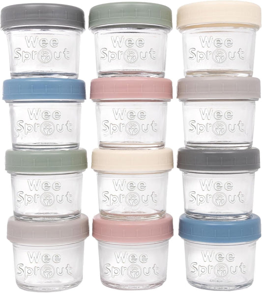 12 Pack WeeSprout Glass Baby Food Jars - Versatile & Durable