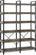 Seventable 6 Tier Industrial Wooden Bookshelf for Vintage Storage