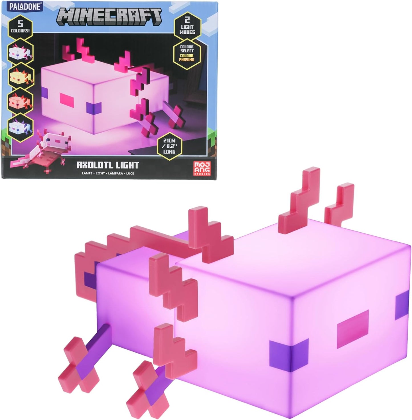Paladone Minecraft Axolotl Light: 5 Color Modes