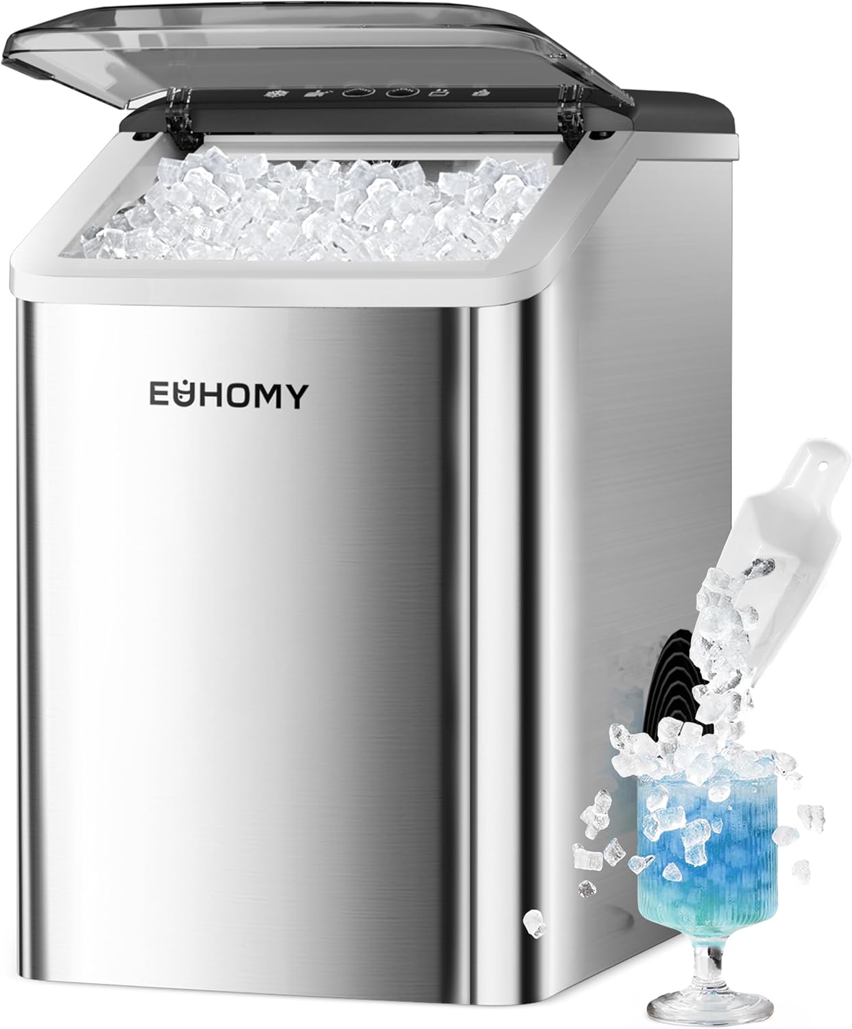 EUHOMY Nugget Ice Maker: Compact, Auto-Cleaning, 40lbs/Day