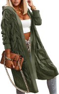 Winter Fall Cardigan Sweater for Women - Oversized Hooded Cable Coat