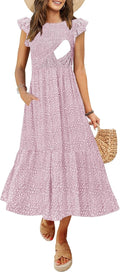 Women's Nursing Dress Flutter Short Sleeve Smocked Midi (Style KRTP)
