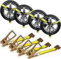 Car Tie Down Straps for Trailers 4PK - Heavy Duty Lasso Tire Tie-Downs