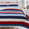 Cozy Line Aaron Nautical Stripe Quilt Set, Queen - Reversible Comfort