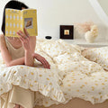 Cute Yellow Duck Print Duvet Cover for Kids Twin Size Bedding