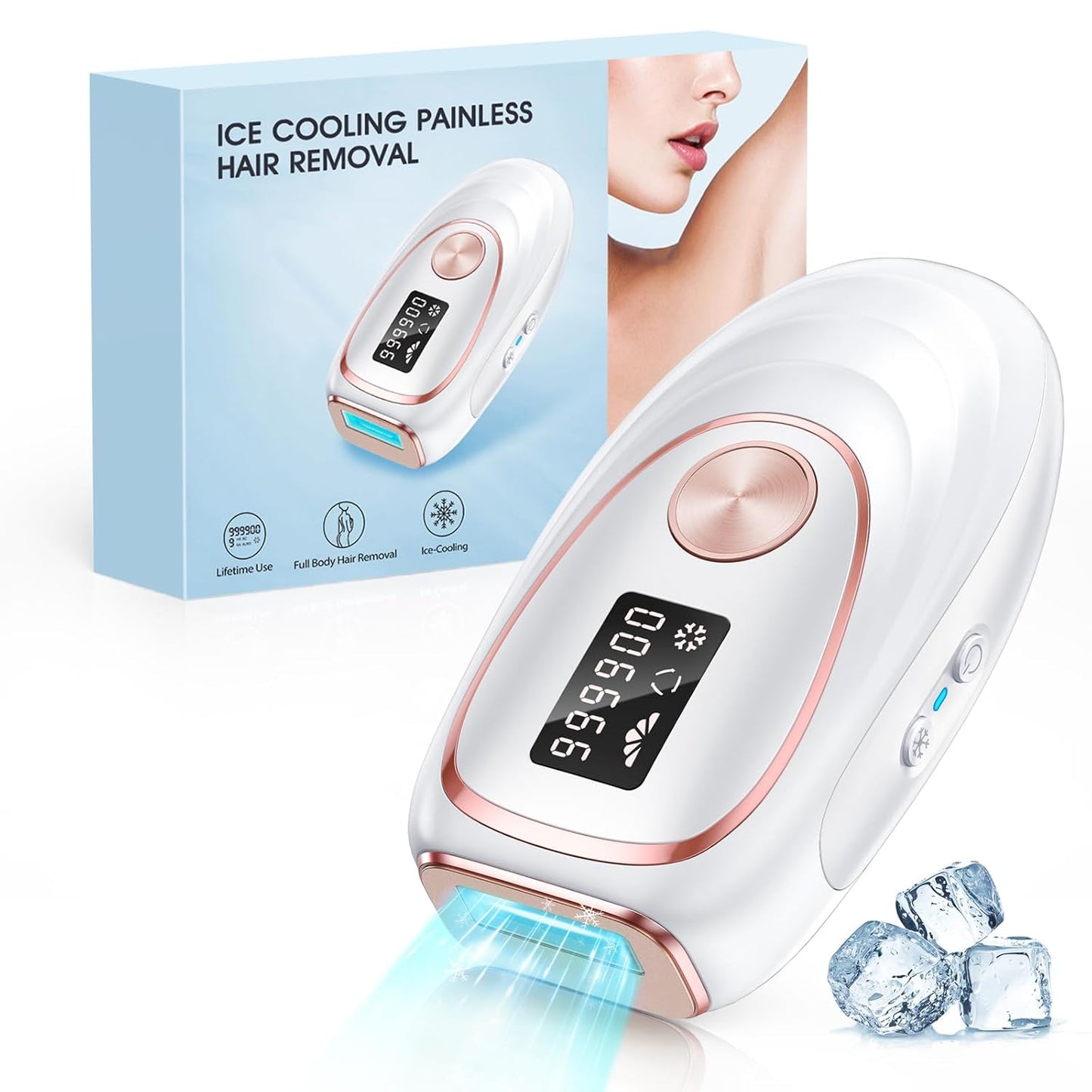 At-Home IPL Hair Removal Device for Women and Men with Cooling