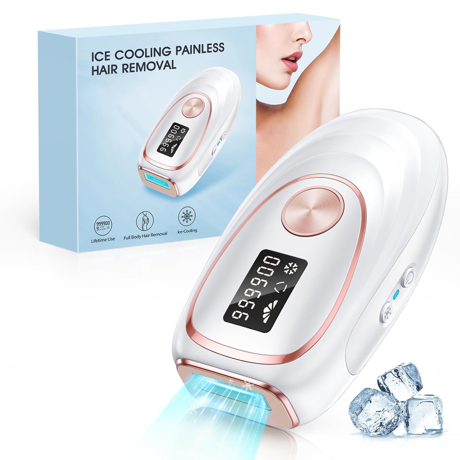 At-Home IPL Hair Removal Device for Women and Men with Cooling