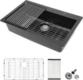 33 Granite Composite Kitchen Sink - Matte Black Single Bowl
